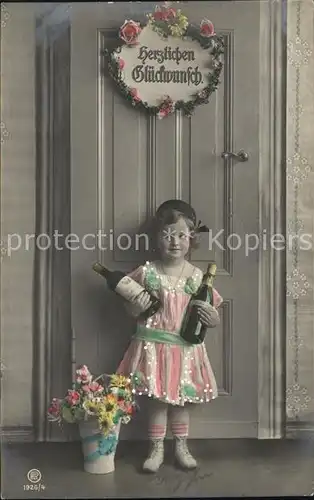 Foto RPH Nr. 1926 4 Kind Sekt Wein Geburtstag Blumen Kat. Fotografie