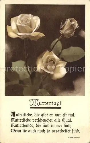 Muttertag Gedicht Erika Thomy Rosen  Kat. Greetings