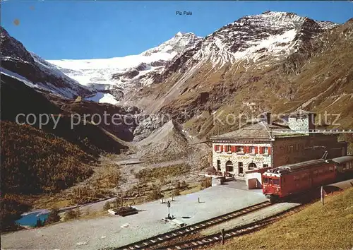 Zahnradbahn Alp Gruem Bahnhof Bahnhofbuffet Palue Gletscher Piz Palue Kat. Bergbahn