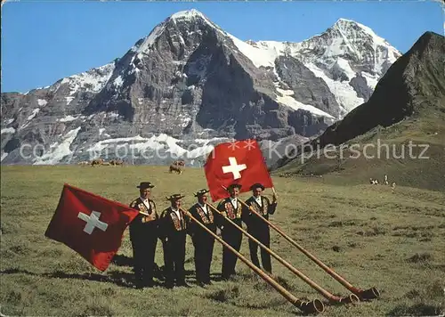 Alphorn Alphornblaeser Maennlichen Eiger Moench Kat. Musik