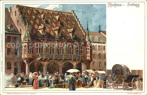 Kley Kaufhaus Freiburg im Breisgau Markt  Kat. Kuenstlerlitho