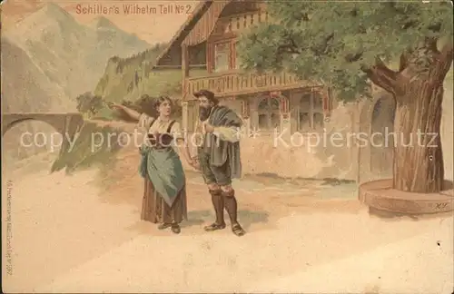 Schiller Friedrich Wilhelm Tell Nr. 2 Litho Kat. Dichter