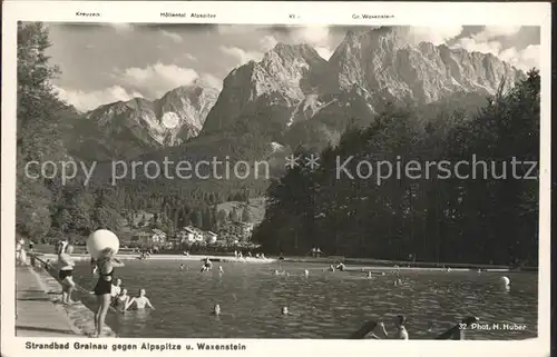 Foto Huber H. Nr. 32 Strandbad Grainau Alpspitze Waxenstein  Kat. Fotografie