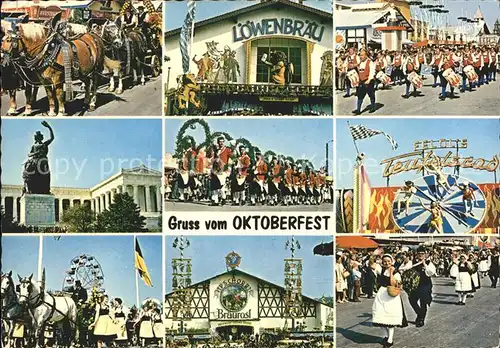 Oktoberfest Muenchen Loewenbraeu Parade Brauerei Pferdegespann Kat. Feiern und Feste