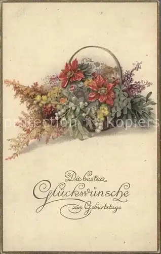 Geburtstag Blumen Litho Kat. Greetings