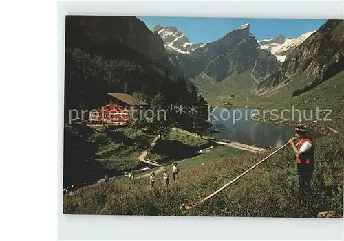 Alphorn Alphornblaeser Seealpsee Altmann Rotsteinpass Rossmad  Kat. Musik