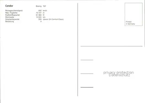 Flugzeuge Zivil Condor Boeing 767  Kat. Airplanes Avions