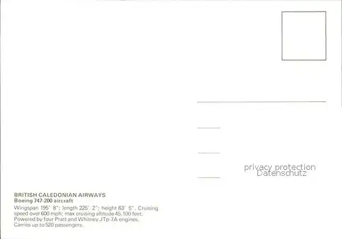 Flugzeuge Zivil British Caledonian Airways Boeing 747 200 Kat. Airplanes Avions