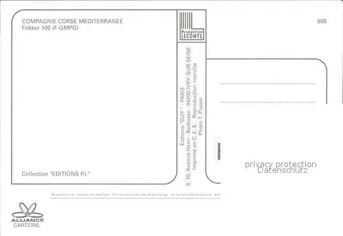 Flugzeuge Zivil Compagnie Corse Mediterranee Fokker 100 F GMPG  Kat. Airplanes Avions