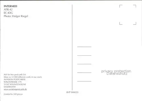 Flugzeuge Zivil Intermed ATR 42 EC IDG  Kat. Airplanes Avions