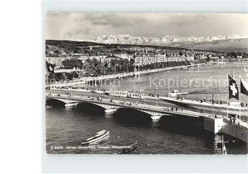 Strassenbahn Zuerich Quaibruecke Utoquai Glarneralpen Kat. Strassenbahn