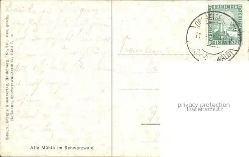 Hoffmann Heinrich Alte Muehle im Schwarzwald  Kat. Kuenstlerkarte