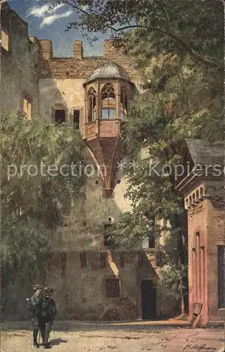 Hoffmann Heinrich Schloss Heidelberg Erker am Bibliotheksbau Kat. Kuenstlerkarte