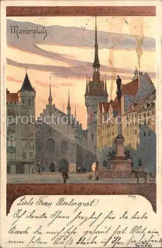 Kley Marienplatz Muenchen  Kat. Kuenstlerlitho