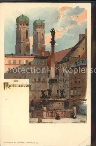 Kley Mariensaeule Muenchen  Kat. Kuenstlerlitho