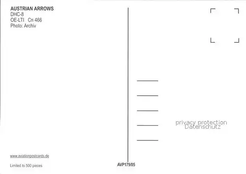 Flugzeuge Zivil Austrian Arrows DHC 8 OE LTI Cn 466 Kat. Airplanes Avions