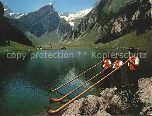 Alphorn Alphornblaeser Seealpsee Altmann Rotsteinpass Rossmad Saentis Kat. Musik