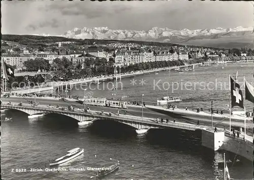 Strassenbahn Zuerich Quaibruecke Utoquai Glarneralpen Kat. Strassenbahn