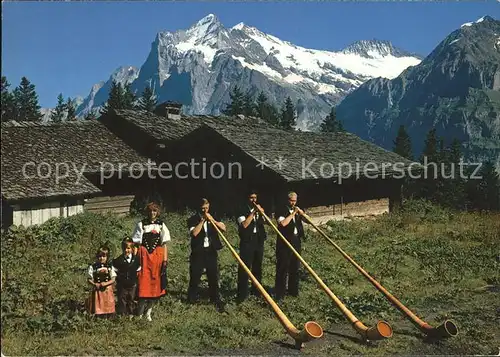 Alphorn Alphornblaeser Berner Sonntagstracht Wetterhorn Kat. Musik