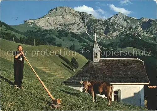 Alphorn Alphornblaeser Obwalden Widderfeld Nuenalphorn Hutstock Kat. Musik