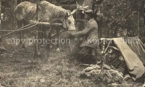 Militaria WK1 im Felden Soldaten mit Pferd / Militaria WK1 /