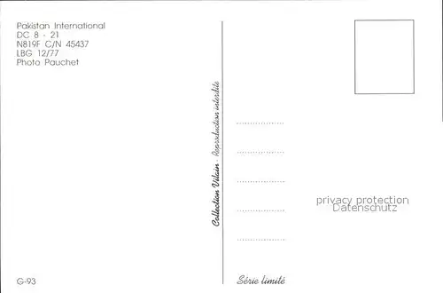 Flugzeuge zivil Pakistan International CC 8 21 N8119F C N 45437 LBG 12 77 Kat. Airplanes Avions
