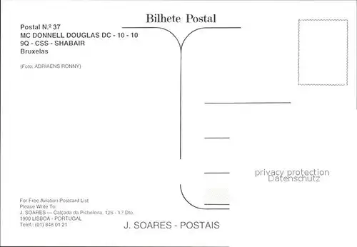 Flugzeuge zivil Shabair MC Donnell Douglas DC 10 10 9 Q CSS Bruxelas Kat. Airplanes Avions