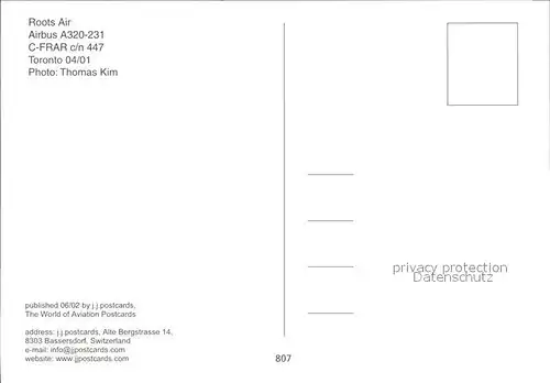 Flugzeuge Zivil Roots Air Airbus A320 231 C FRAR c n 447 Kat. Airplanes Avions