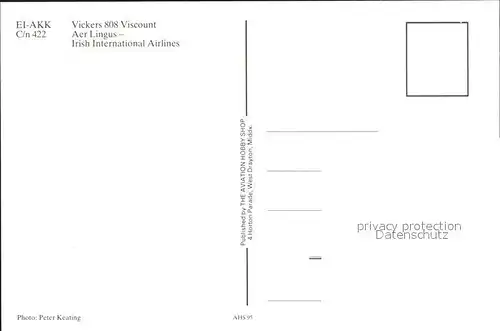 Flugzeuge Zivil Aer Lingus Irish International Airlines EI AKK Vickers 808 Viscount c n 422 Kat. Airplanes Avions