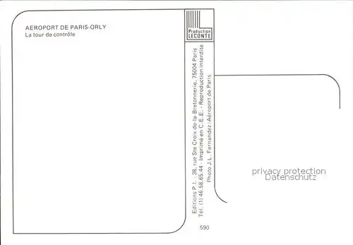 Flughafen Airport Aeroporto Paris Orly Tour de Controle  Kat. Flug