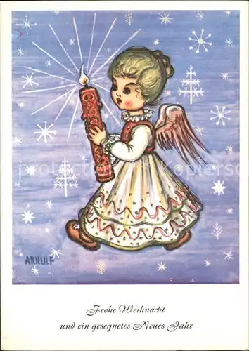 Arnulf Engel mit der roten Kerze Nr. 164 Weihnachten Neujahr  Kat. Kuenstlerkarte