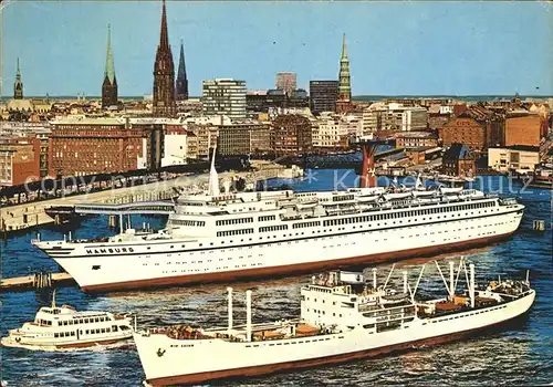 Dampfer Oceanliner TS Hamburg ueberseebruecke  Kat. Schiffe