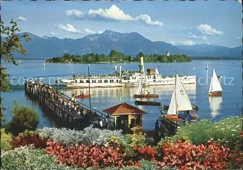 Dampfer Seitenrad Fraueninsel Chiemsee Hochfelln Hochgern Kat. Schiffe