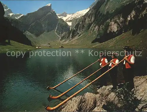 Alphorn Alphornblaeser Seealpsee Altmann Rotsteinpass Rossmad  Kat. Musik