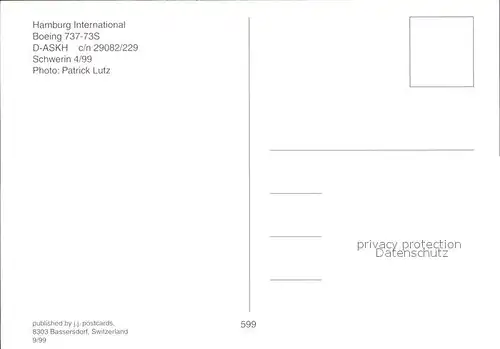 Flugzeuge Zivil Hamburg International Boeing 737 73S D ASKH c n29082 229 Kat. Airplanes Avions