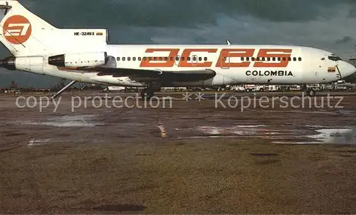 Flugzeuge Zivil AIRBORNE POSTCARD No.118 Boeing 727 46 HK 3246X c n 18879 of ACES COLOMBIA during a delivery stop over at Miami in November 1987 Kat. Airplanes Avions