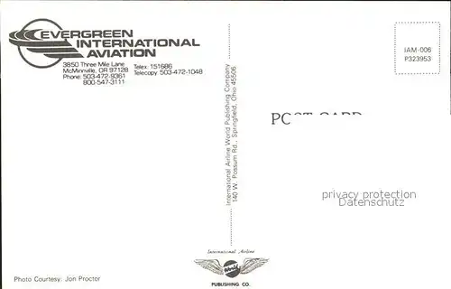 Flugzeuge Zivil EVERGREEN INTERNATIONAL  Kat. Airplanes Avions