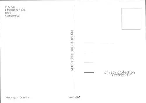 Flugzeuge Zivil PRO AIR Boeing B 737 400 N460PR at Atlanta  Kat. Airplanes Avions