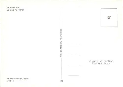 Flugzeuge Zivil Transavia Boeing 737 3K2  Kat. Airplanes Avions