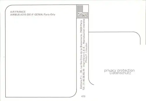 Flugzeuge Zivil Air France Airbus A310 200 F GEMA Kat. Airplanes Avions