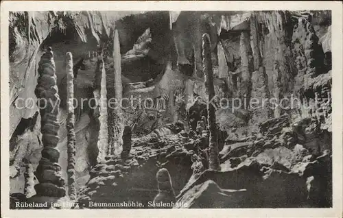 Hoehlen Caves Grottes Ruebeland Harz Baumannshoehle Saeulenhalle Kat. Berge