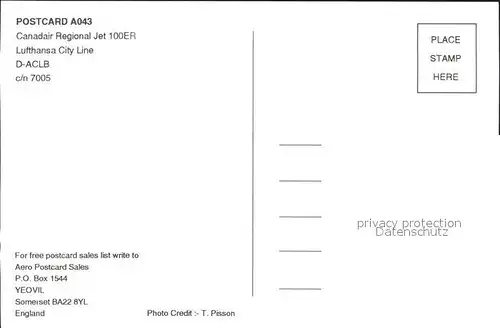Lufthansa City Line Canadair Regional Jet 100ER D ACLB c n 7005 Kat. Flug