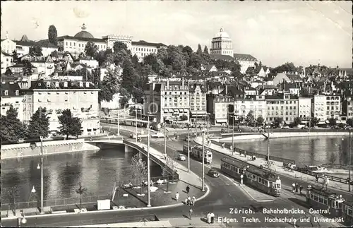 Strassenbahn Zuerich Bahnhofbruecke Central Hochschule Universitaet Kat. Strassenbahn