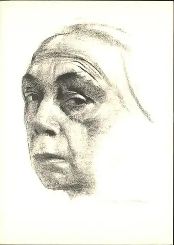 Kuenstlerkarte Kaethe Kollwitz Selbstbildnis 1924 Kat. Kuenstlerkarte