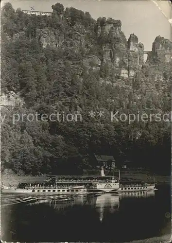 Dampfer Seitenrad Elbdampfer Dresden Basteibruecke Hotel Saechsische Schweiz  Kat. Schiffe