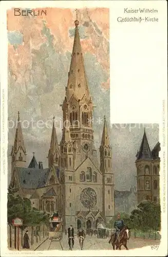 Kley Berlin Kaiser Wilhelm Gedaechtniskirche Kat. Kuenstlerlitho