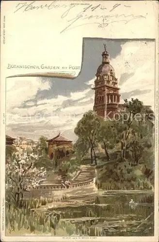 Biese Carl Karl Botanischer Garten mit Post Hamburg Kat. Kuenstlerlitho