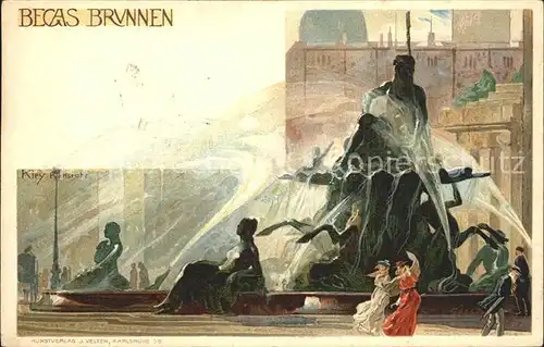 Kley Berlin Neptunbrunnen Begasbrunnen  Kat. Kuenstlerlitho