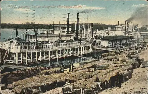 Dampfer Schaufelrad Loading Cotton Mississippi River   Kat. Schiffe