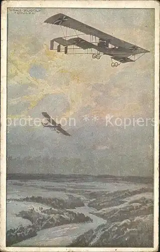 Flugzeuge WK1 Militaerdoppeldecker Erkundungsfahrt Argonnerwald Hans Rudolf Schulze Kat. Militaria Airplanes Avions